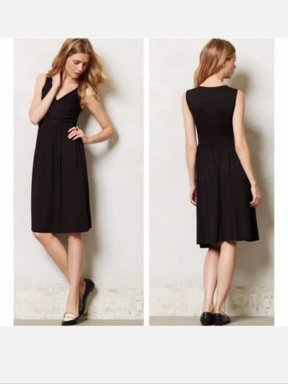 Anthropologie Girls From Savoy Classic Black Sleeveless Wrap-Style Dress Size M